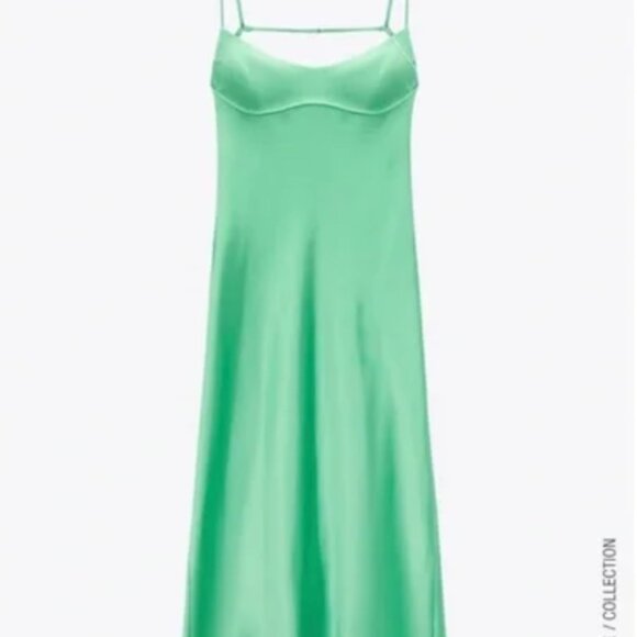Zara Dresses & Skirts - 💚 ZARA Satin Slip Dress – Bloggers’ Favorite – Brand New with Tags 💚